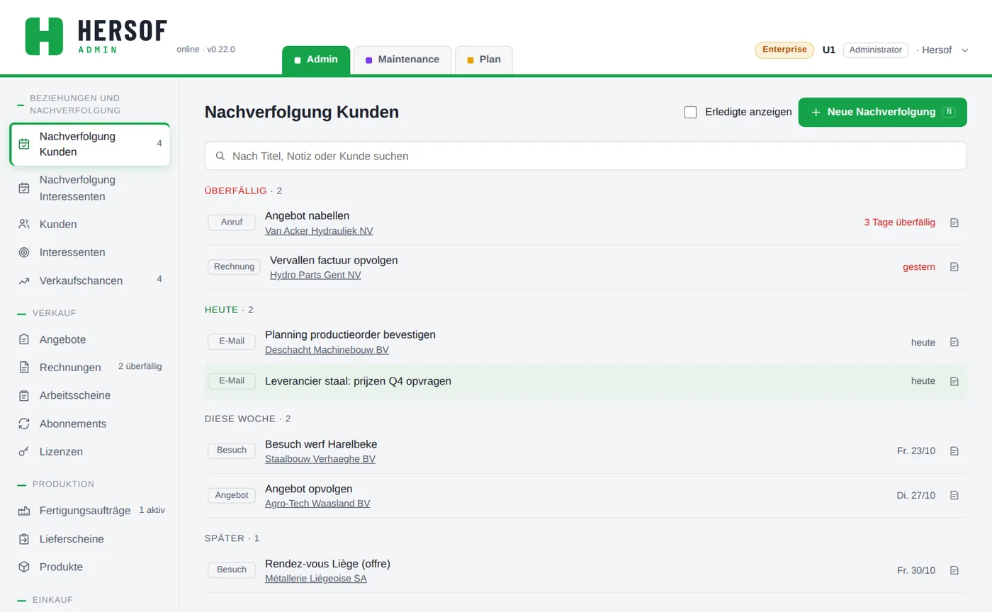 Liste der Aufgaben pro Tag