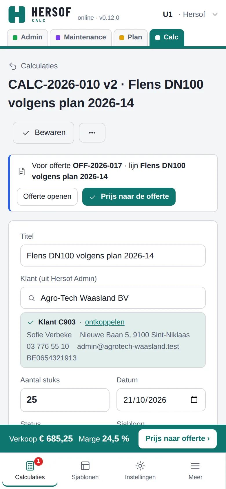 Calculatie op de gsm