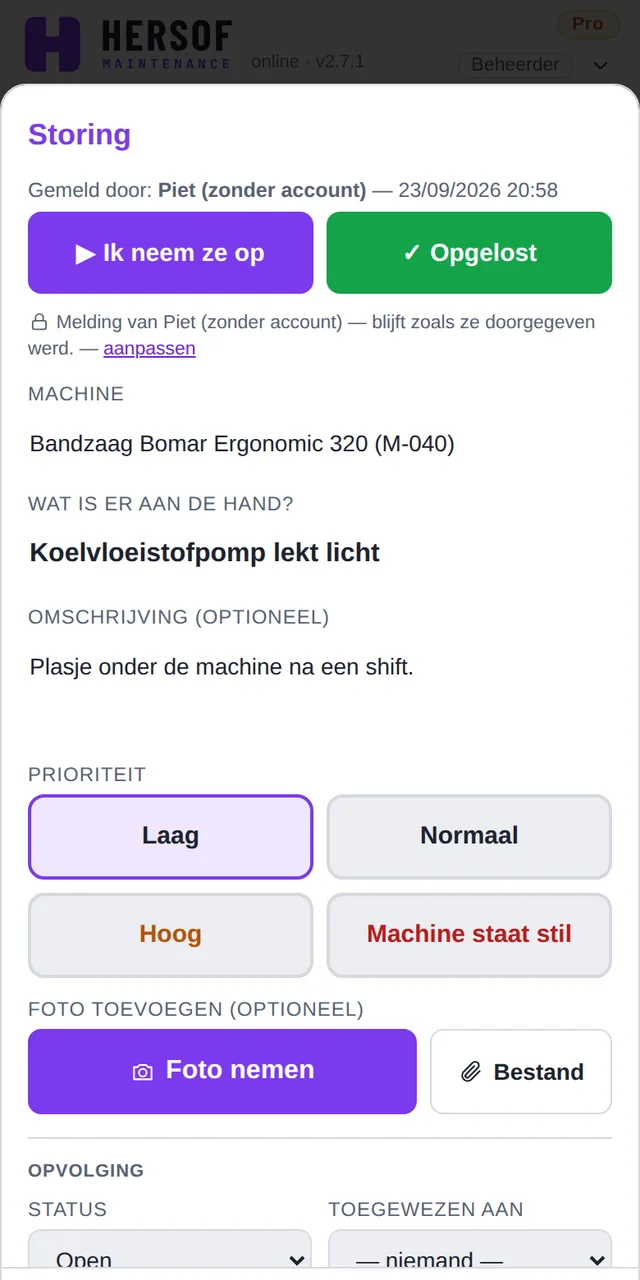 Storing melden op de gsm